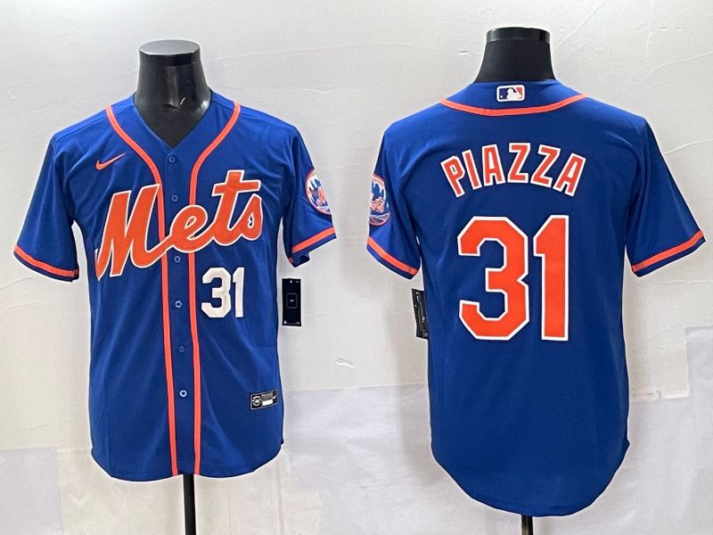 Men 2025 New York Mets 31 Piazza Blue Game Nike MLB Jersey style 08